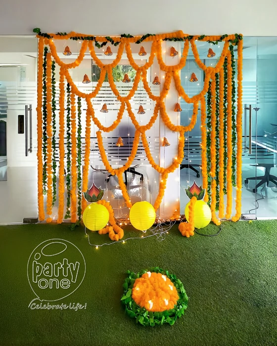 festival decorations Artificial Flower and Golden Bell Diwali Decor