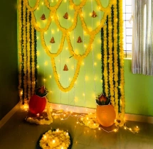 festival decorations Artificial Flower and Golden Bell Diwali Decor