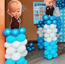 birthday Boss Baby Theme Decor with Balloon Pillars