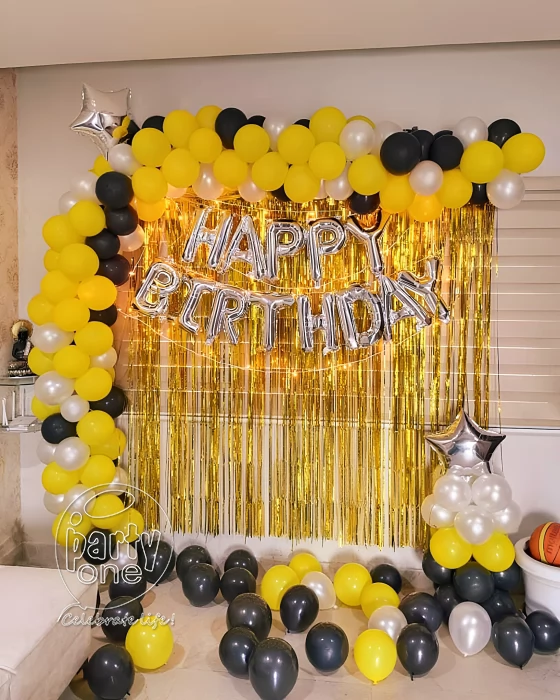 birthday Black Yellow Birthday Balloon Decor