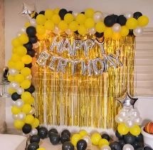 birthday Black Yellow Birthday Balloon Decor