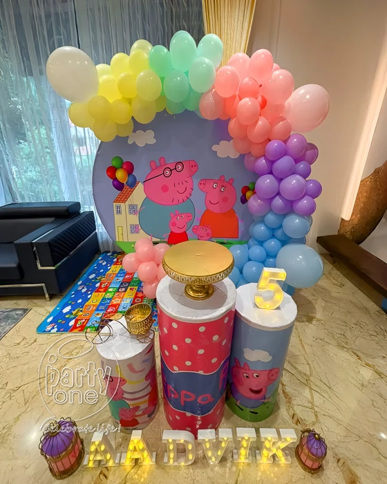 birthday Peppa Pig Theme 5th Birthday Ring Balloon Decor