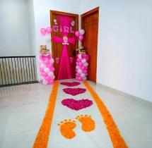 birthday Welcome Baby Girl Balloon and Petal Pathway