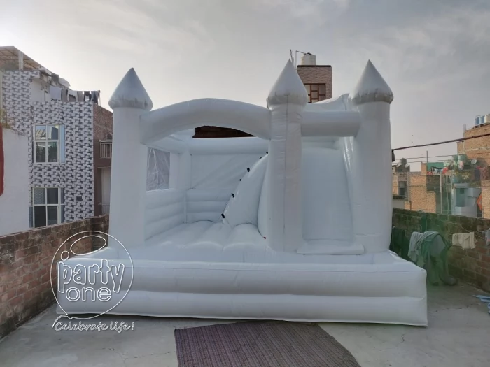 birthday White Bounce House With Slide