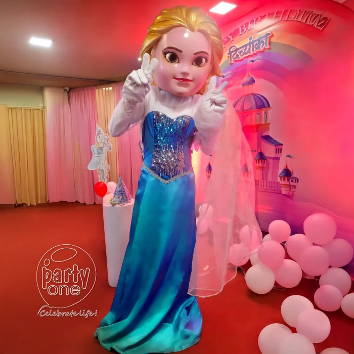 birthday Fibre Headed Frozen Princess Elsa Mascot