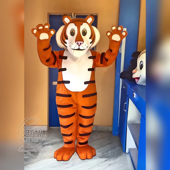 birthday Tiger Mascot Cartoon Character