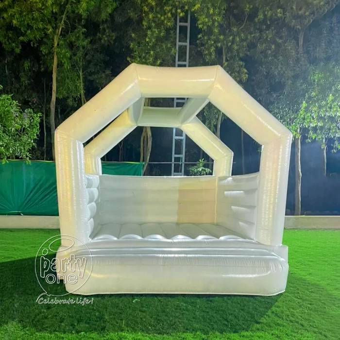 birthday White Bouncy house for Kids Party