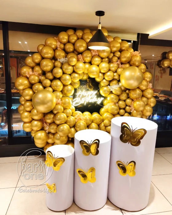 birthday Golden Chrome Shiny Ring Balloon Decor