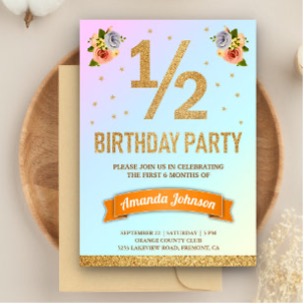 Half Birthday Invitations & Invitation 